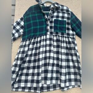 Topshop Black and Green Checkered Dress Multicolor Size 6